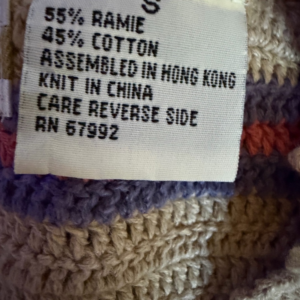 Sigrid Olsen Sport Vest Small Embroidered Knit Ramie Cotton Boho Patchwork Y2K - Picture 7 of 9